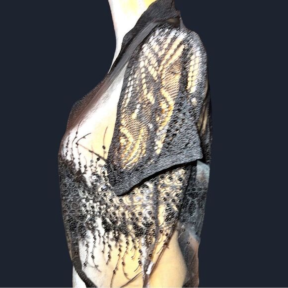 One7six black sheer bolero jacket with black sequins!! - Picture 8 of 9